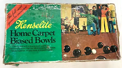 Vintage Henselite Indoor Home Carpet Biased Bowls Balls Set 1970's 70s Aus Made  • $54.95