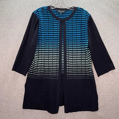 Ming Wang Cardigan Sweater Women's Size L Blue Knit Ombre Colorblock • $31.41