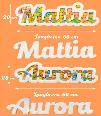 Porta Confetti Personalizzato In Polistirolo - Scritta Nome Estraibile Per Matrimoni, Battesimi, Compleanni - Foto 10