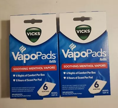 New 2 Pack Vicks VapoPads Refill Pads Menthol Vapor 6ct Box Ships Free  • $21.49