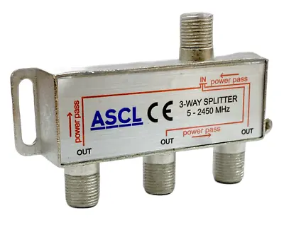 ASCL 1 In 3 Out TV Aerial Coaxial Cable 3 Way Splitter For Freeview Virgin Media • £3.75