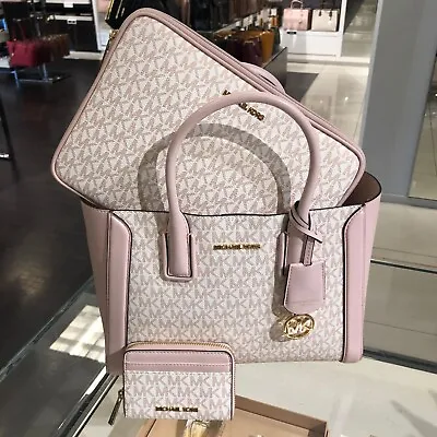 £231.27 • Buy Michael Kors Kali Medium Satchel Ipad Case Tote Shoulder Bag White Pink + Wallet