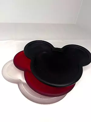 Set Of 3 Disney Mickey Mouse Ears Glass Votive Candle Holder /Trinket Tray -Cool • $14.95