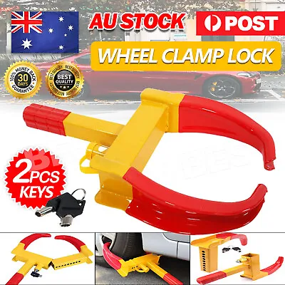 Wheel Lock Clamp Heavy Duty Anti-theft For Vehicle Car Trailer Clamp With 2 Keys • $26.45