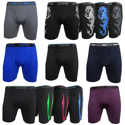 Mens Location Boxers 3 Pack Sports Longer Leg Boxer Shorts Adults Underwear Set • £11.95