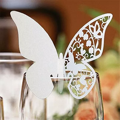 £14.50 • Buy Butterfly Name Place Cards For Wine Glass. Laser Cut On Luxury Pearlescent Card