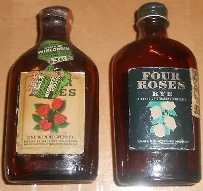 TWO Vintage Miniature Four Roses Whiskey Bottles EMPTY • $19.40