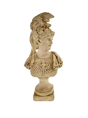 Mars God Bust Roman Symbol Of War Statue Plaster Vintage Old World Decor • $240