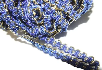 Gold + Blue Decorative Braid Gimp Swirl Trim 6 Mm Haberdashery Upholstery Edging • £3.22