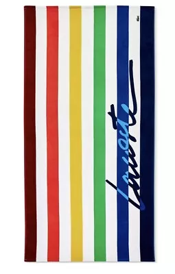 Authentic Large Lacoste Beach Towel 100 % Cotton 36x72  Iconic Logo New Striped • £33.26