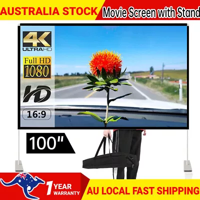 $62.88 • Buy 100  Outdoor Projector Screen Portable 16:9 4K HD Projection Movie Screen Stand