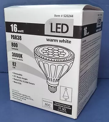 PAR38 16-Watt 800 Lumens Dimmable 3000K Warm White LED Par Flood Light Bulb • $16.08