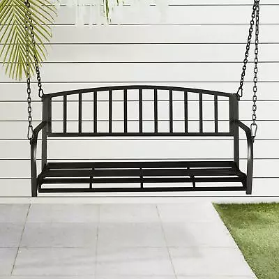 2-Person Patio Metal Porch Swing Outdoor Hanging Swing Bench Chair For Garden • $67.99