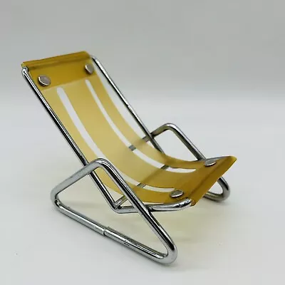 Vintage MCM 1:12 Scale Chrome Tubular Sling Chair Miniature Dollhouse  • $38