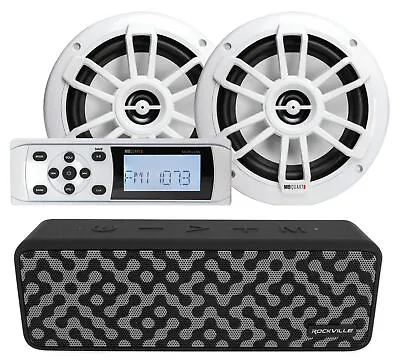 MB Quart MDR2.0S2W Marine Boat Receiver+2) 6.5  White Speakers+Bluetooth Speaker • $154.90