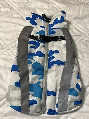 FUAMEY Warm Dog Jacket With Harness Blue Camo M(Chest 21 ) Waterproof/Windproof • $20