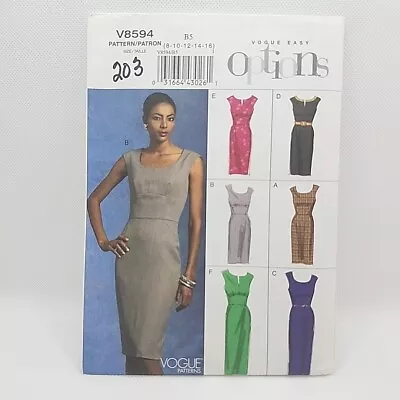 Vogue 8594 Easy Options Misses Dresses Sewing Pattern Size 8-16 Uncut  • $5.99