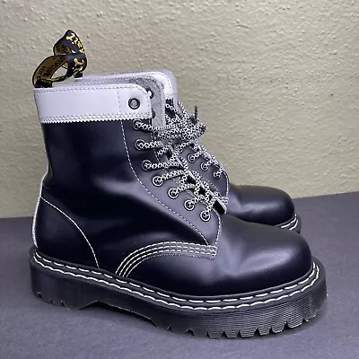 Dr Martens 1460 Pascal Bex D9 Size Womens 8 Black Leather Contrast Lace Up Boots • $100