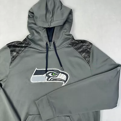 Majestic Seattle Seahawks Pullover Hoodie Mens Large Gray Thermabase Aztec • $28.88