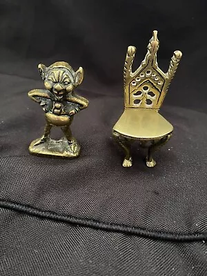 £4.99 • Buy Solid Brass Pixie Lucky Cornish  7 Cms Tall And Brass Chair 