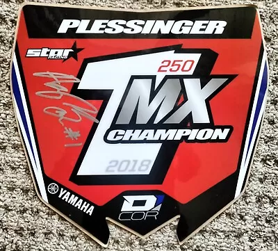 Aaron PLESSINGER #1 Signed Front Number Plate Decal - 2018 SX 250 West Champion • $139.99