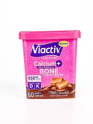 Viactiv Calcium Plus Vitamin D K Soft Chews Milk Chocolate 60 Count BB 9/24 • $18.95