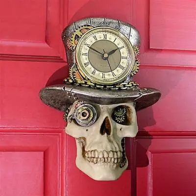 JQ11941 - Steampunk Mad Hatter Skull Sculptural Wall Clock • $59.99
