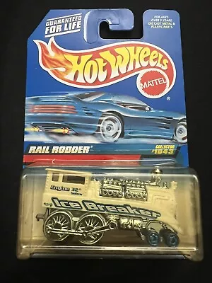 Hot Wheels Mattel 1998 Toy Diecast Car Train Rail Rodder Ice Breaker White Blue • $4.20