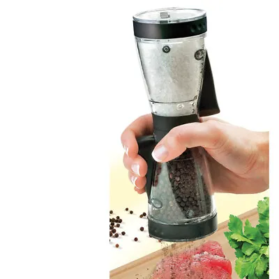 Black Clear Salt & Pepper Double Ended 2 In 1 Duo Grinder Mill Dual Action  • £6.95