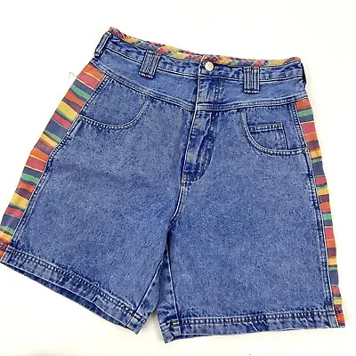 Vintage High Waisted Sz 28 Denim Shorts Womens 80s Nuovo Funky • $25