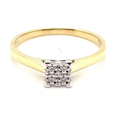 9CT YELLOW & WHITE GOLD DIAMOND DRESS RING TW 1.4g • $149