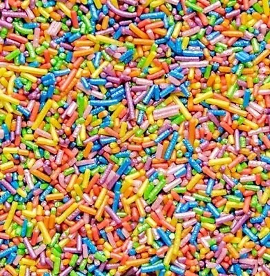 Rainbow Glimmer Strands Cake Sprinkles Edible Decorations For Cakes And Bakes • £2.35