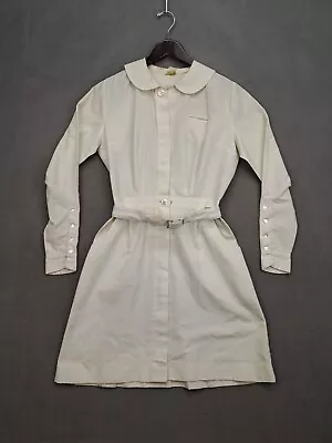 Vintage WWII Nurse Uniform Dress W/ Belt Vouge Sz Medium Mother Of Pearl Buttons • $59.99
