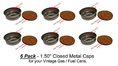 6x 1.50  EAGLE METAL GAS CAN SCREW CAP Fuel Gallon Quart Lid 1-1/2in CORK GASKET • $55.95