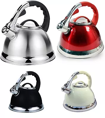 3.5L Whistling Kettle Stainless Steel Stove Top Induction Hob Camp Gas Electric • £24.99