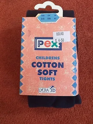£4 • Buy Girls PEX Cotton Soft Plain Tights, 3-5 Year Navy