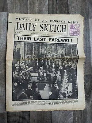 Daily Sketch Original Newspaper - Jan 29th 1936 King George V Funeral • £5