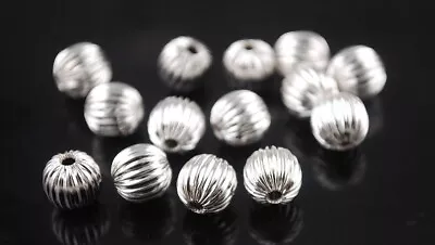 £2.79 • Buy 🎀 3 FOR 2 🎀 100 Silver Pumpkin 6mm Spacer Beads For Jewellery Making