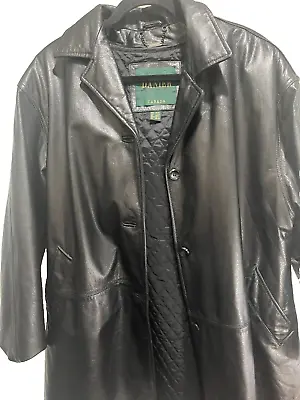 Men's Danier Black Leather Car Coat Jacket - Size L • $30.92