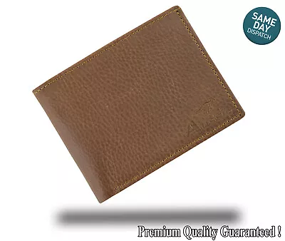 $24.99 • Buy Genuine Leather Mens Slim Purse Bifold Credit Card Wallet RFID Blocking Trifold 