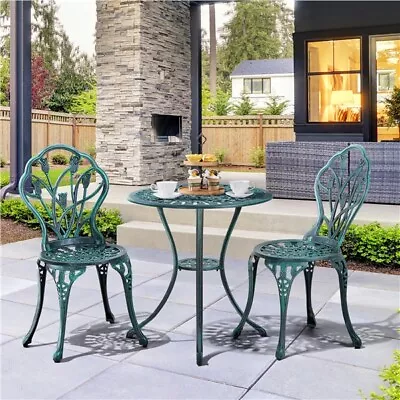 3 Piece Patio Bistro Table Floral Design Dining Set For Garden Backyard Porch • £97.99