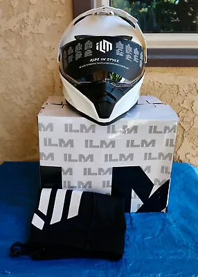 ILM Dirt Bike ATV Motorcycle Helmet Dual Sport Full Face Sun Visor 606V Med NEW • $75