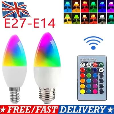 Smart E14/E27/B22 LED Bulb Indoor Neon Sign RGB Bulbs Light Remote Dimmable Lamp • $7.19