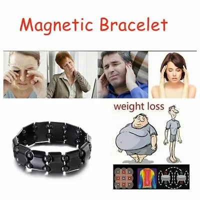 Magnetic Natural Hematite Bracelet Men Therapy Health Care Stone Beads Jewelry • $8.03