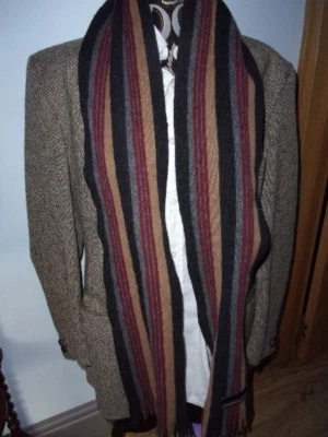 £12.99 • Buy Unused Austin Reed Mans Striped Lambswool Scarf Brown Greys Maroon