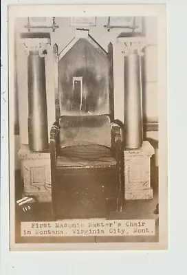 Postcard  Rppc First Masonic Master's Chair In Montana Virginia City Montana • $5.98