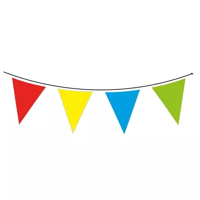 32ft Plain Colour Heavy Duty Plastic Bunting Outdoor Use Flags Pennants Party • £3.45