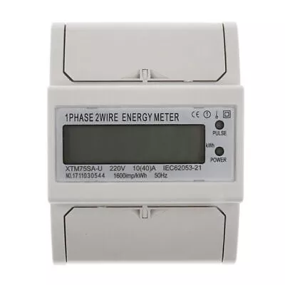 Single Phase Power KWh Electricity Energy Sub Meter 40A DIN Rail Mount LCD • $36.95