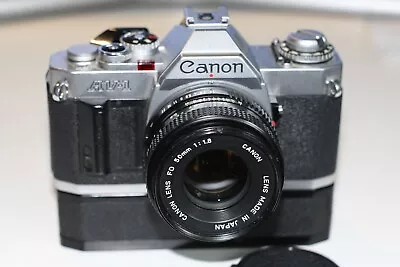 Canon AV-1 Manual-focus 35mm SLR With Canon 50mm F1.8 Lens And Power Winder • £75