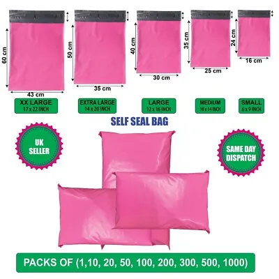 PINK Postal Mailing Bags Postage Coloured Plastic Packaging Parcel Shipping Bags • £175.58